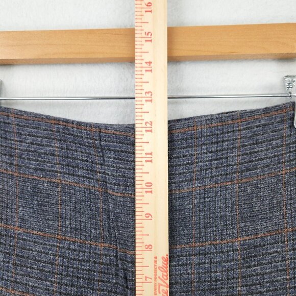 Massimo Dutti Pants Womens 10 Gray Blue Plaid Wool Blend Straight Leg Trousers - Picture 8 of 16